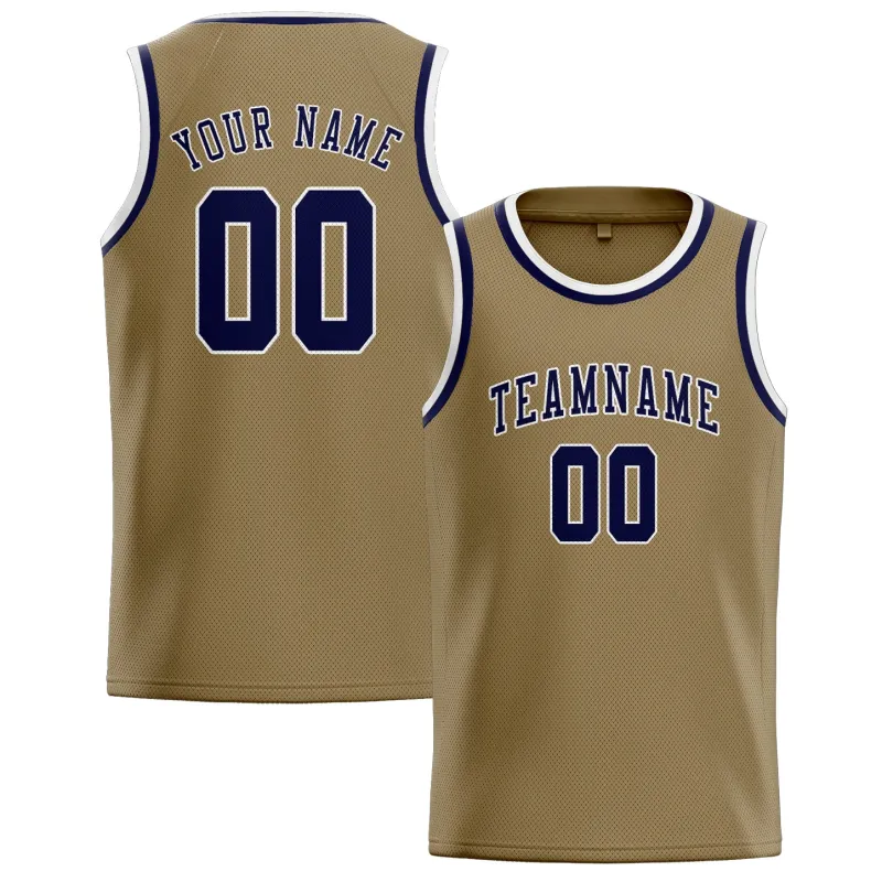 Custom Light Khaki Navy Basketball Jersey made by Tailorly