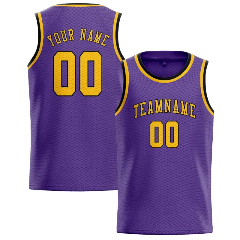 Custom Light Purple Gold Basketball Jersey made by Tailorly