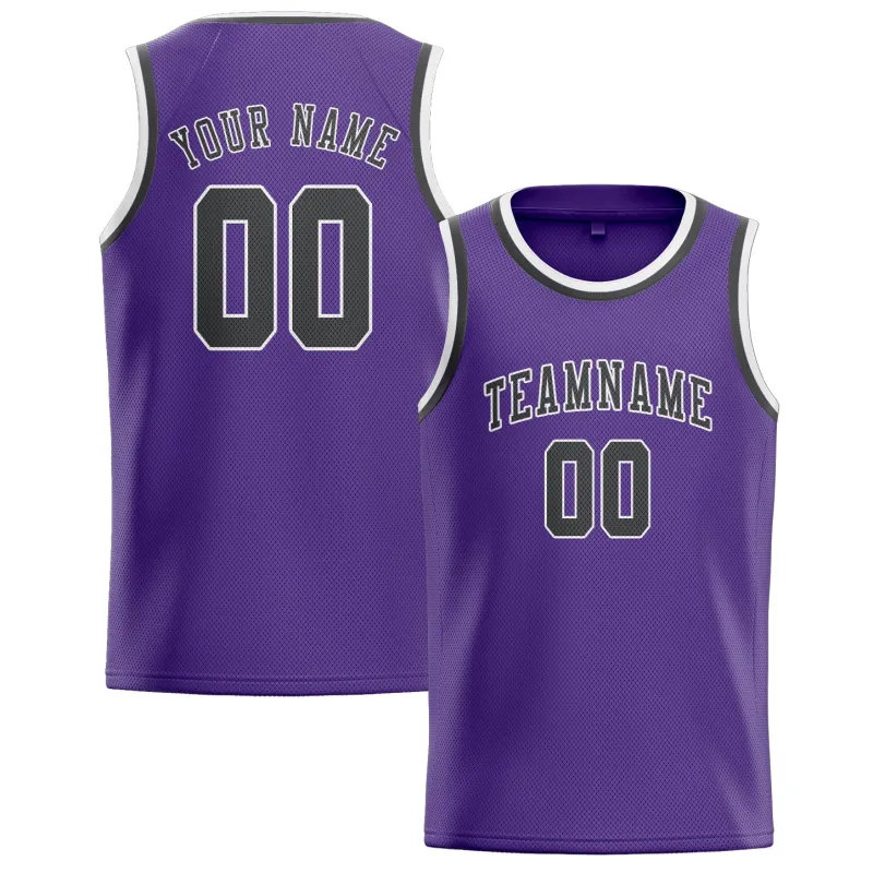 Custom Light Purple Dark Grey Basketball Jersey made by Tailorly