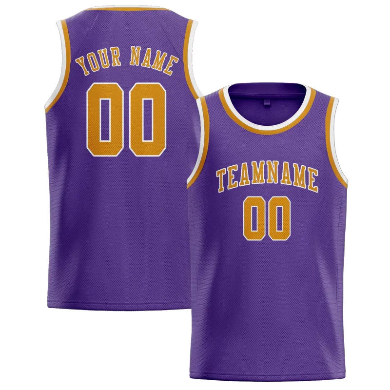 Custom Light Purple Yellow Basketball Jersey made by Tailorly