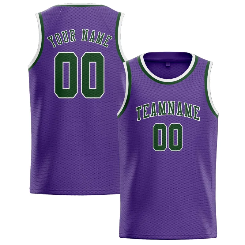 Custom Light Purple Dark Green Basketball Jersey made by Tailorly