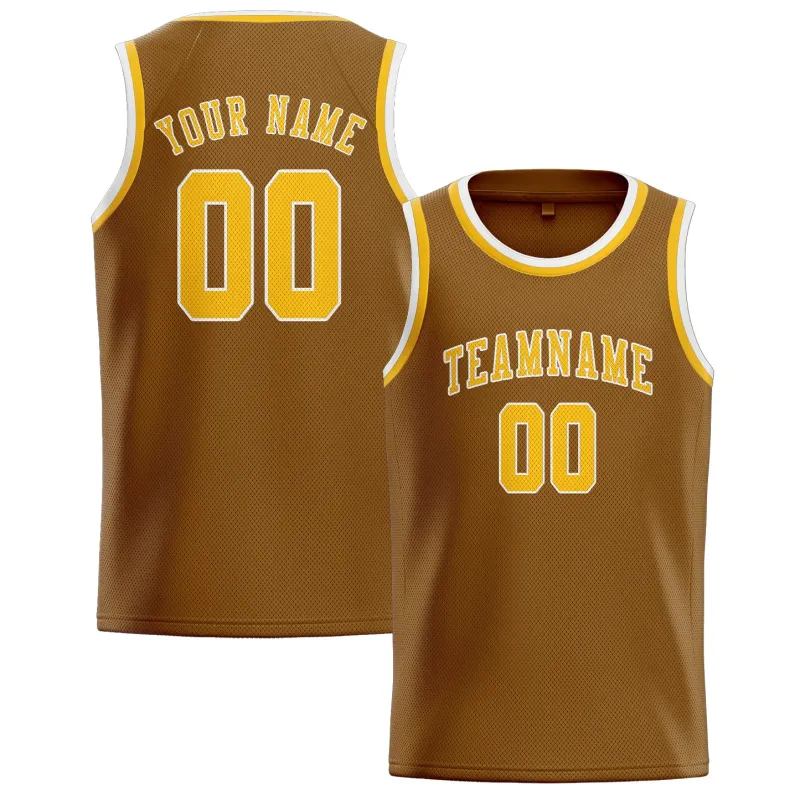 Custom Khaki Gold Basketball Jersey made by Tailorly