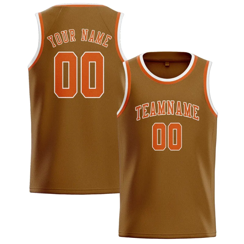 Custom Khaki Orange Basketball Jersey made by Tailorly