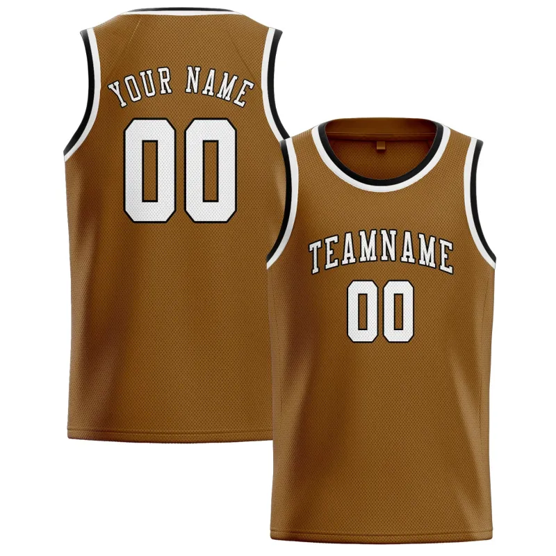 Custom Khaki White Basketball Jersey made by Tailorly