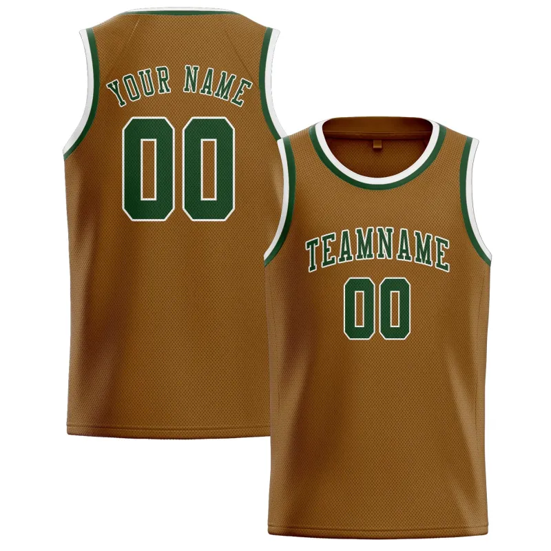 Custom Khaki Dark Green Basketball Jersey made by Tailorly