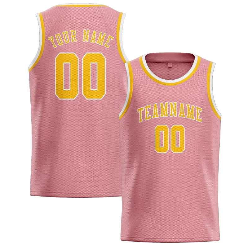 Custom Light Pink Gold Basketball Jersey made by Tailorly