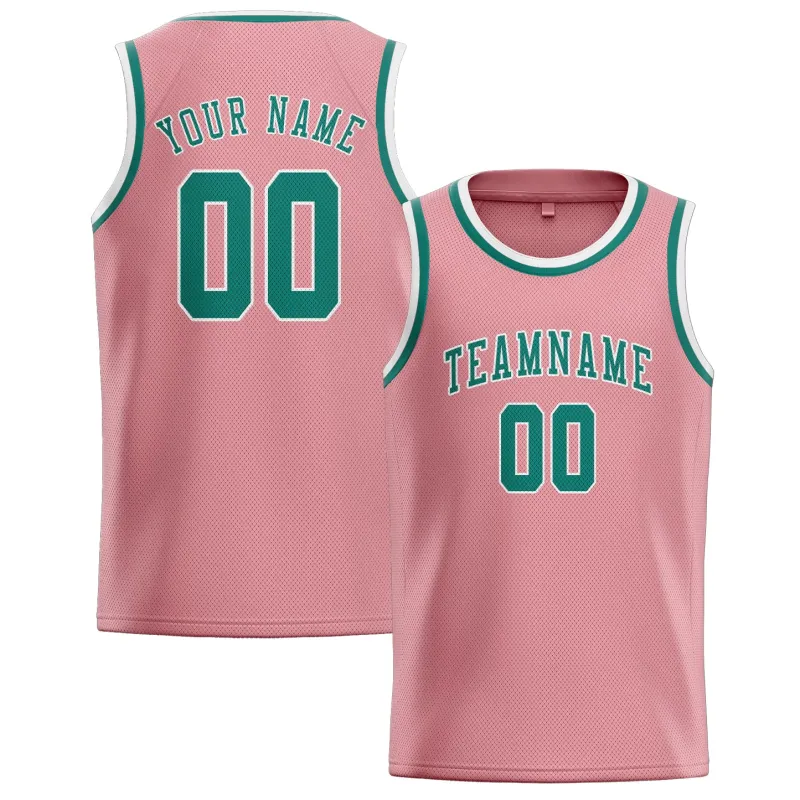 Custom Light Pink Blue Green Basketball Jersey made by Tailorly