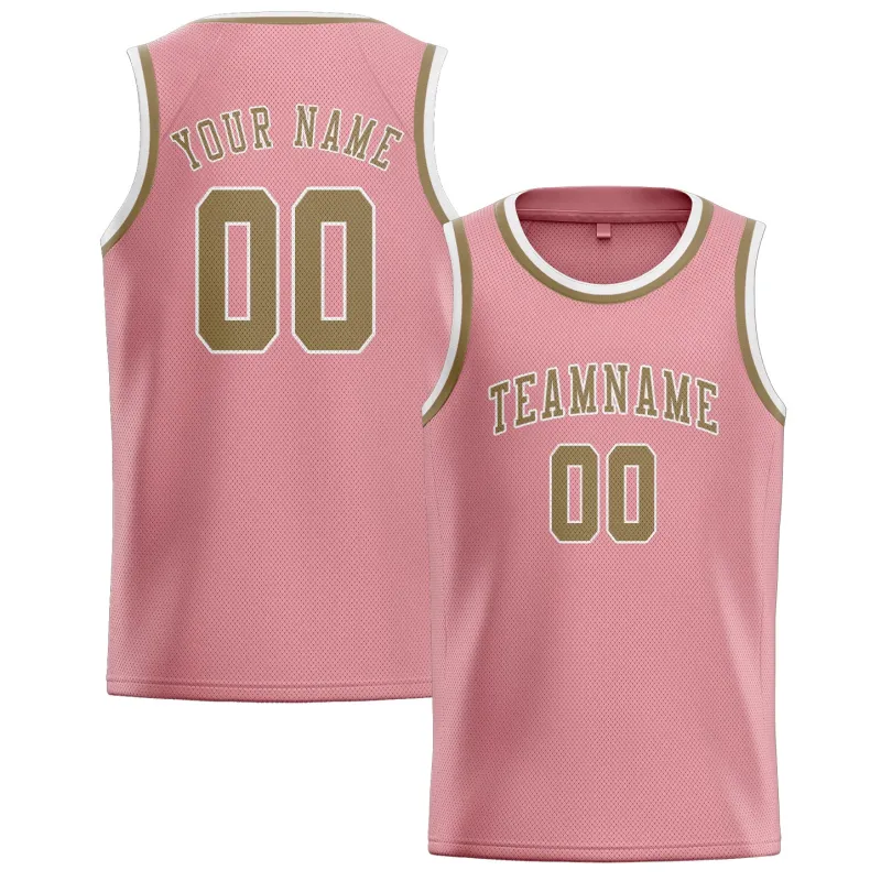 Custom Light Pink Light Khaki Basketball Jersey made by Tailorly
