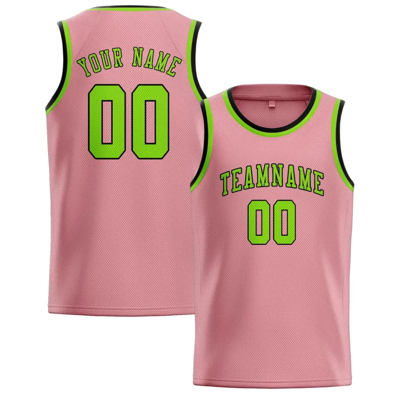 Custom Light Pink Emerald Green Basketball Jersey made by Tailorly