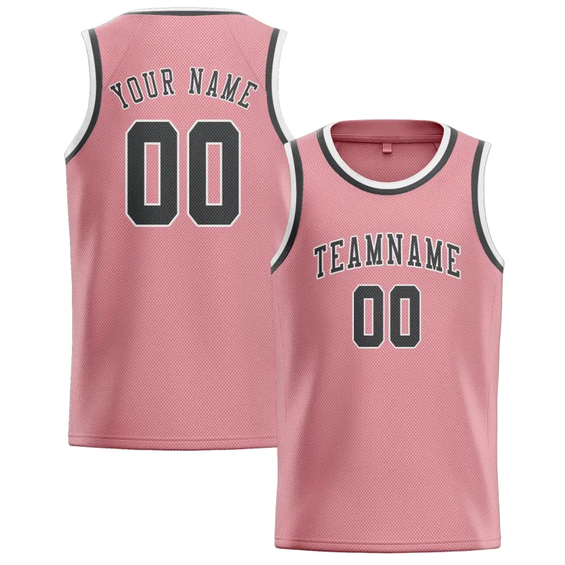 Custom Light Pink Dark Grey Basketball Jersey made by Tailorly