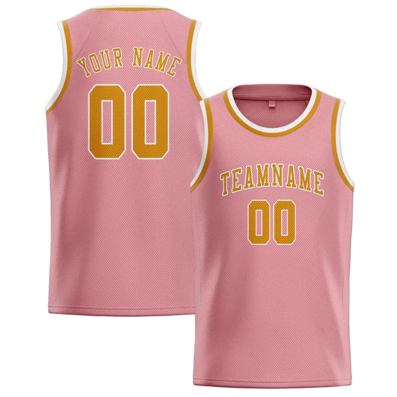 Custom Light Pink Yellow Basketball Jersey made by Tailorly