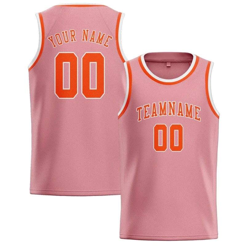 Custom Light Pink Orange Red Basketball Jersey made by Tailorly