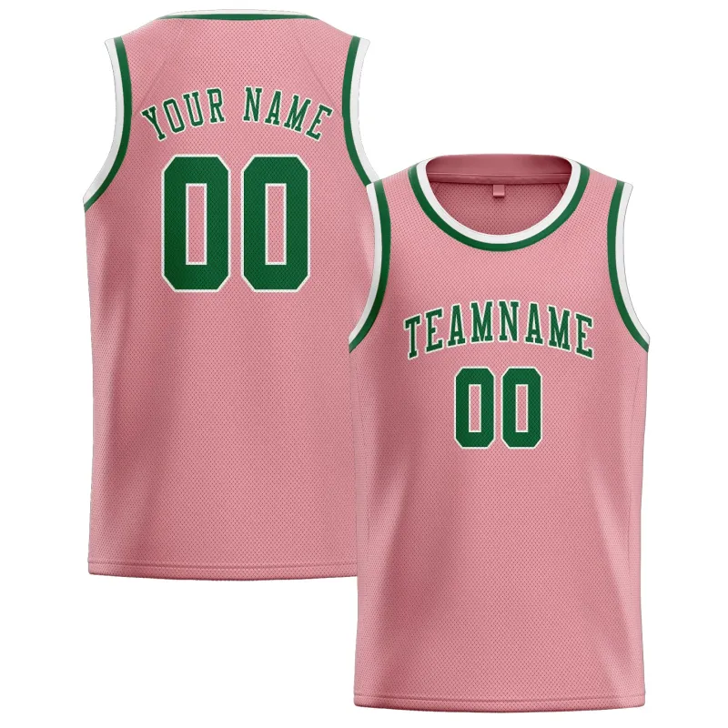 Custom Light Pink Green Basketball Jersey made by Tailorly