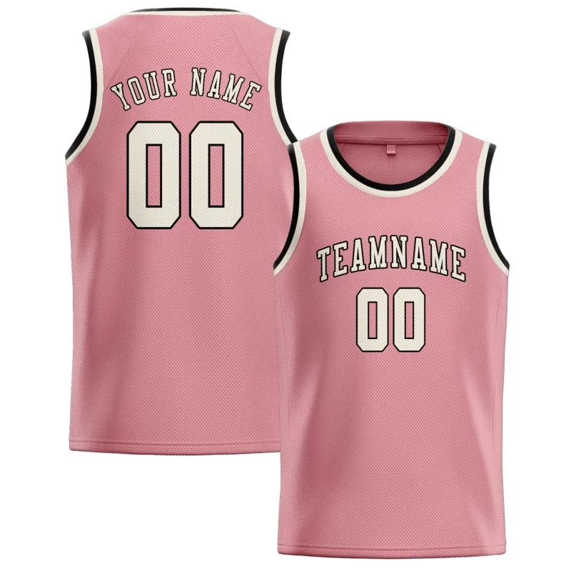 Custom Light Pink Cream Basketball Jersey made by Tailorly