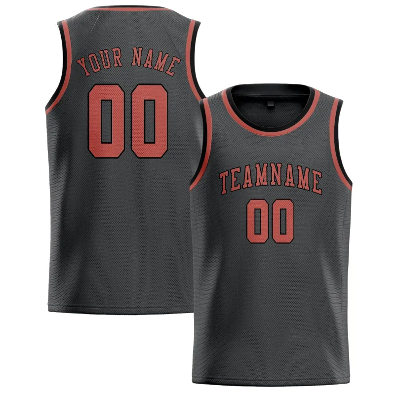 Custom Dark Grey Copper Rose Basketball Jersey made by Tailorly
