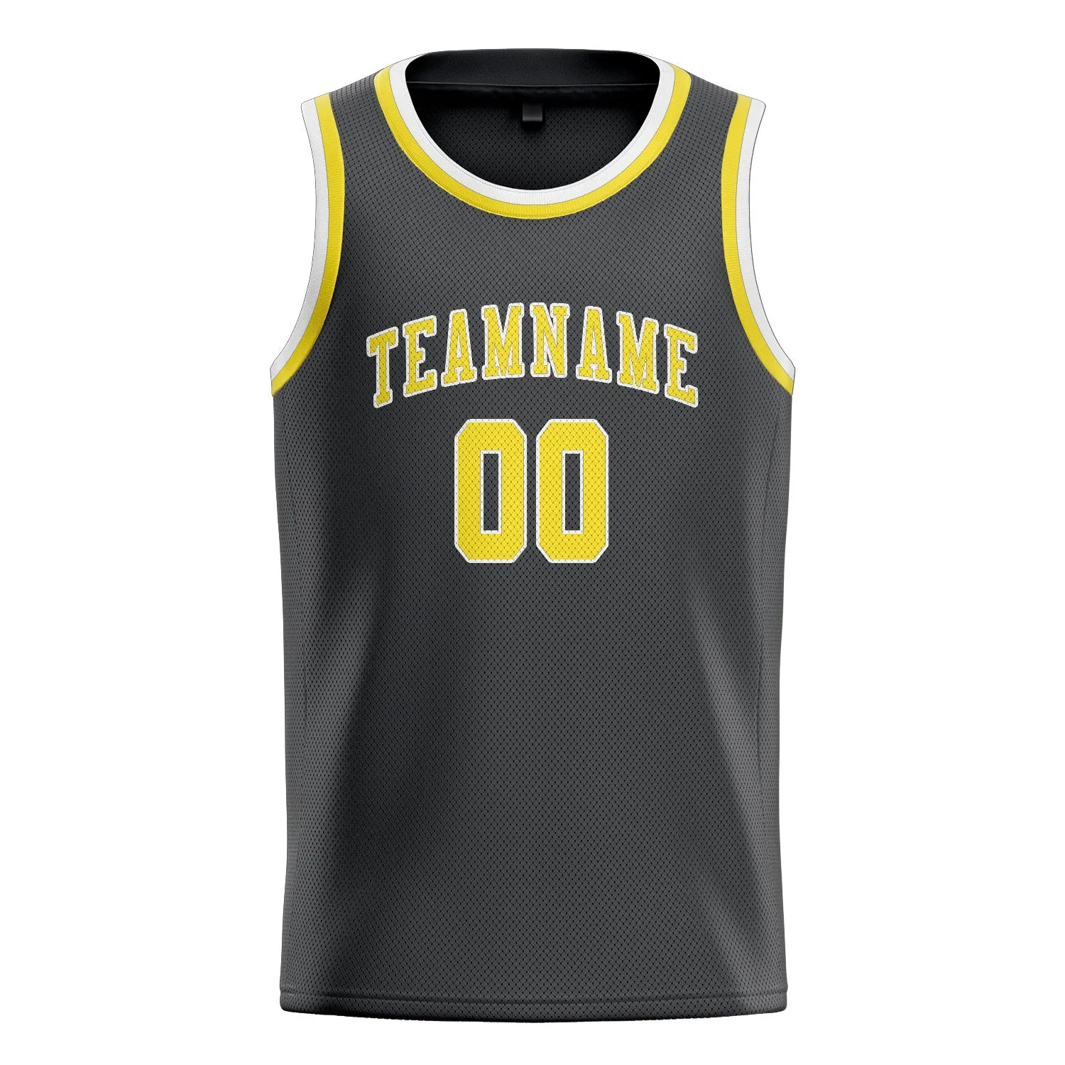 Custom Dark Grey Light Yellow Basketball Jersey sold by Tailorly product image thumbnail 3