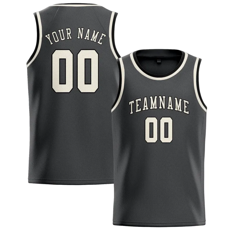 Custom Dark Grey Cream Basketball Jersey made by Tailorly