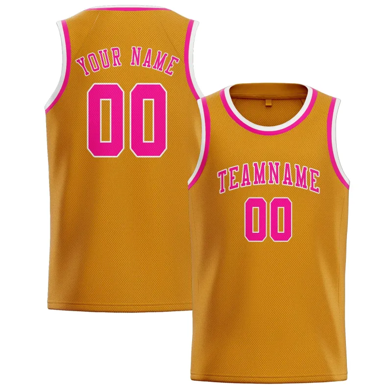 Custom Yellow Pink Basketball Jersey made by Tailorly
