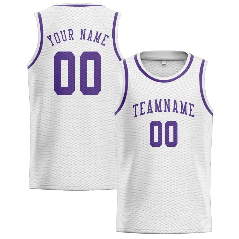 Custom White Light Purple Basketball Jersey made by Tailorly