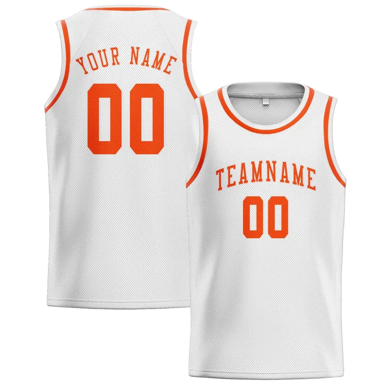 Custom White Orange Red Basketball Jersey made by Tailorly
