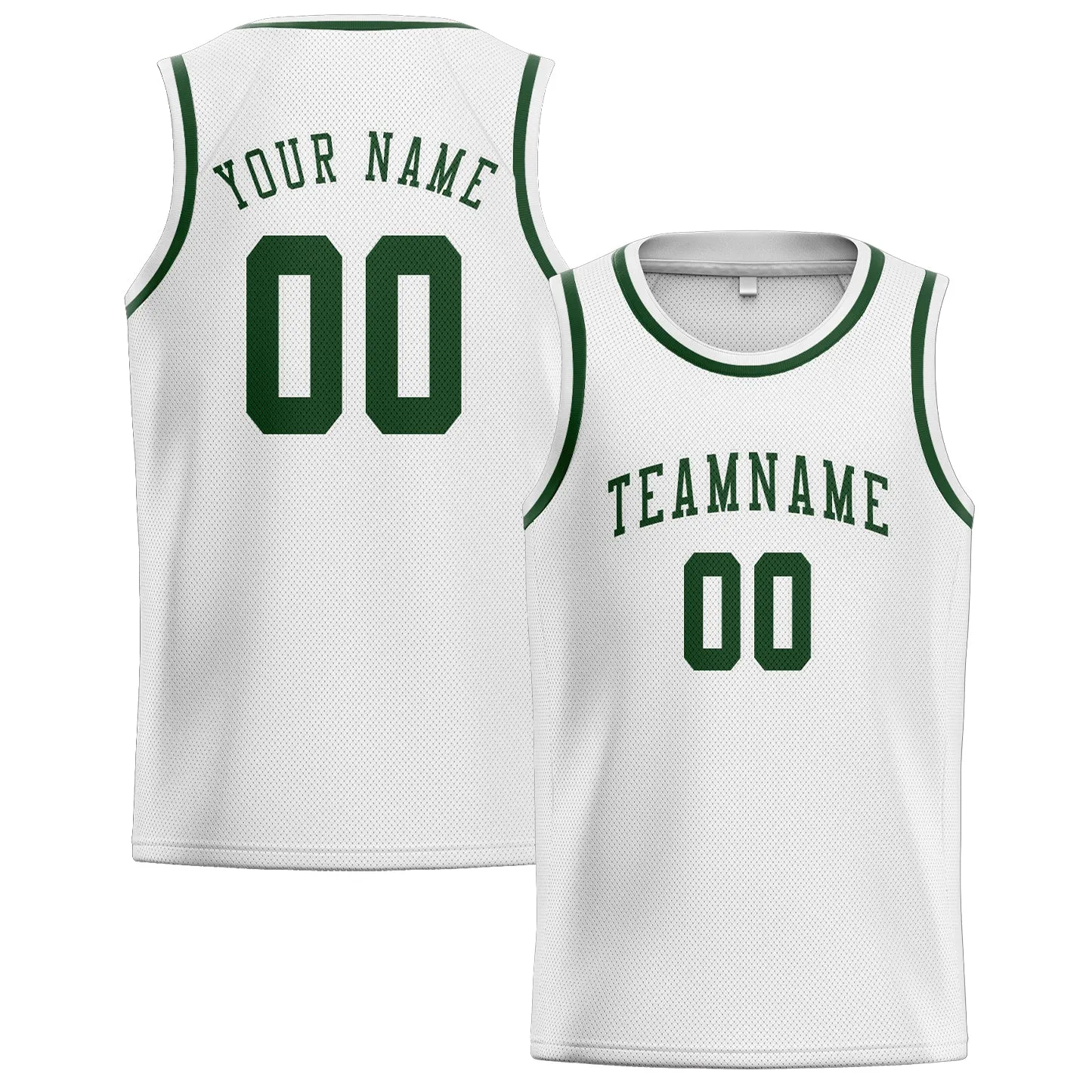 Custom White Dark Green Basketball Jersey sold by Tailorly