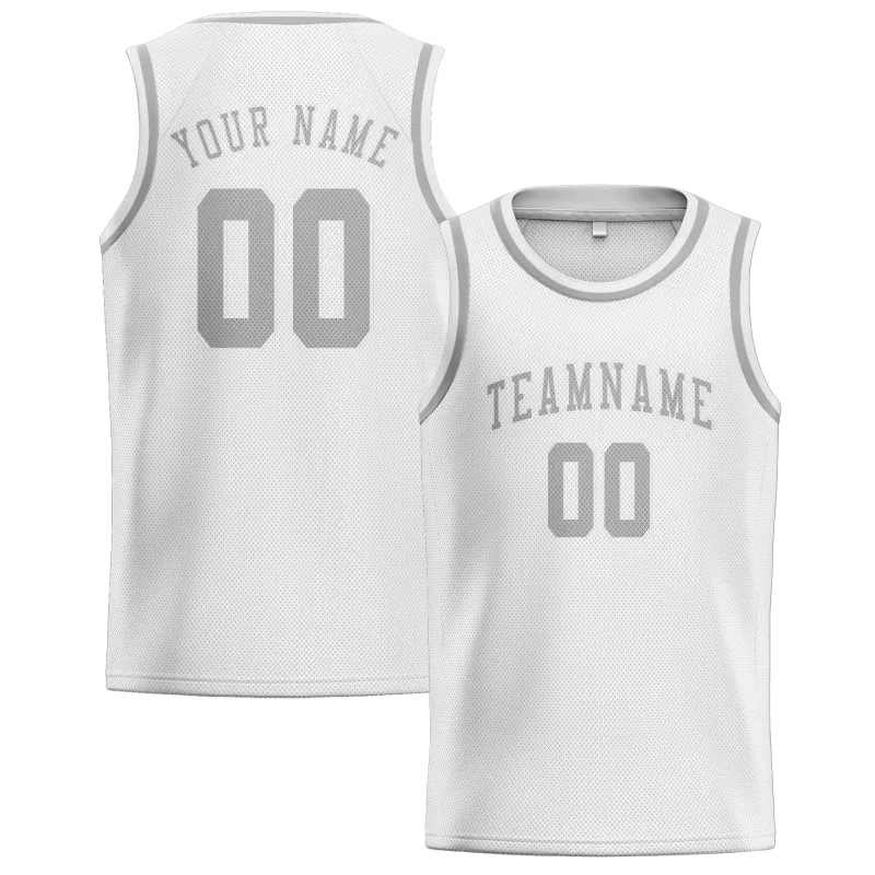Custom White Gray Basketball Jersey made by Tailorly