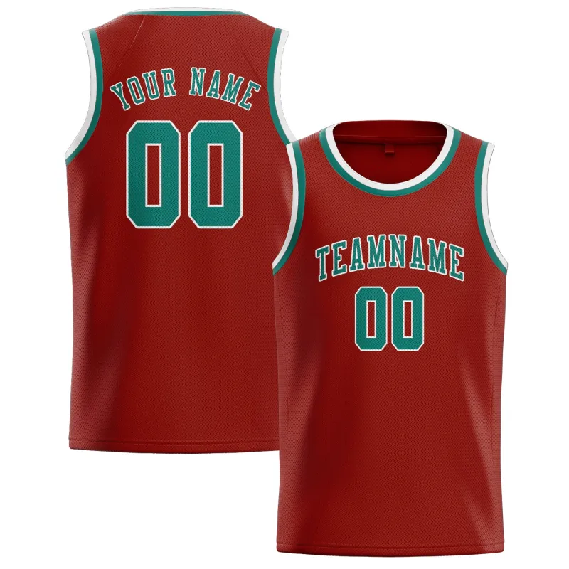Custom Coral Red Blue Green Basketball Jersey made by Tailorly