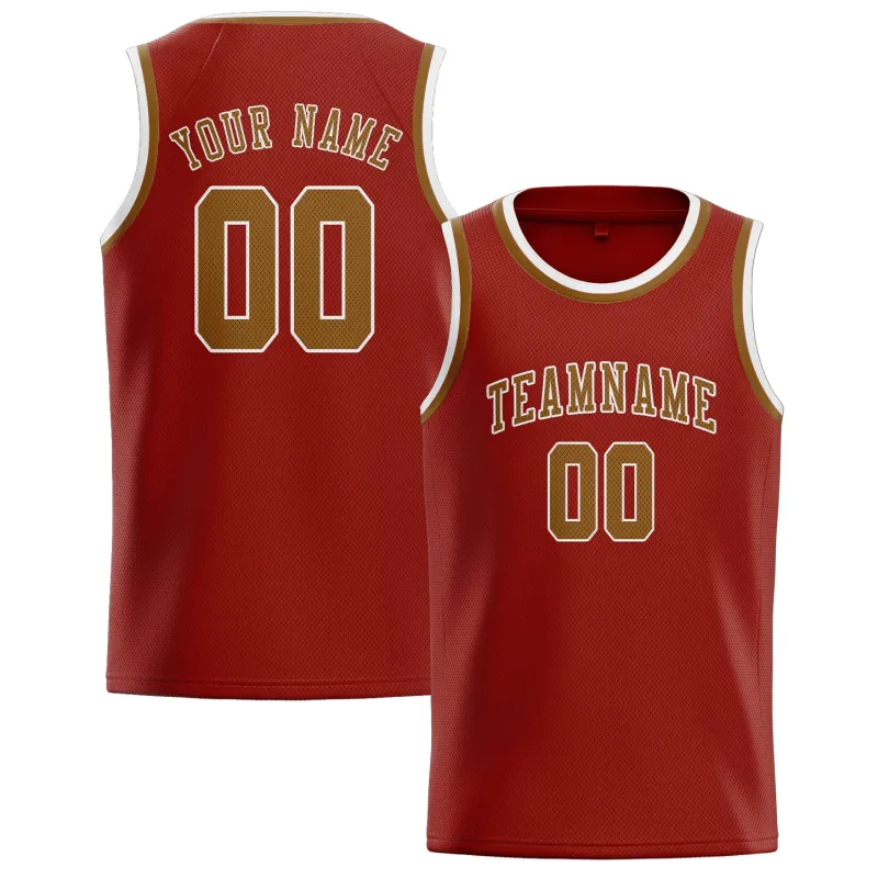 Custom Coral Red Khaki Basketball Jersey made by Tailorly