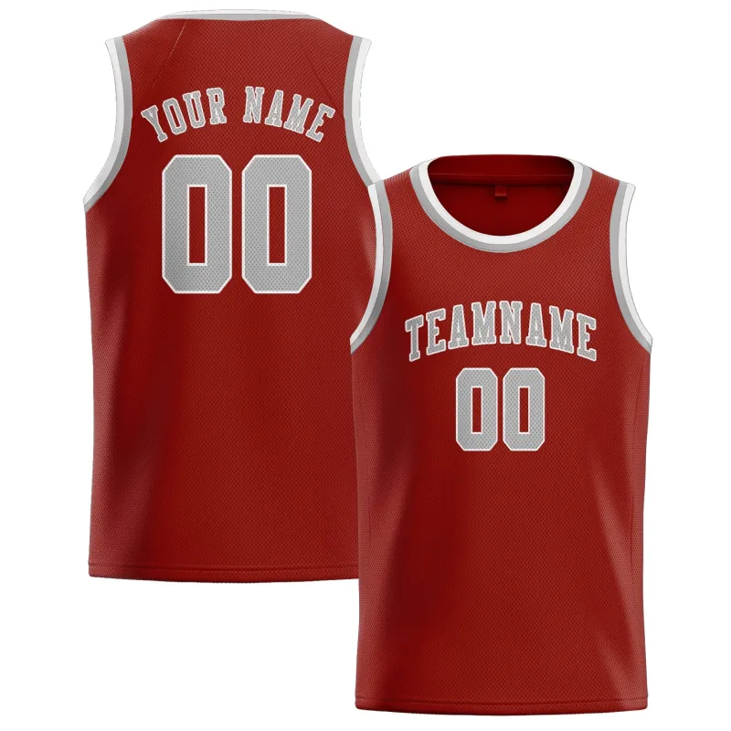 Custom Coral Red Gray Basketball Jersey made by Tailorly