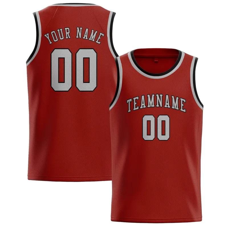 Custom Coral Red Gray Basketball Jersey made by Tailorly