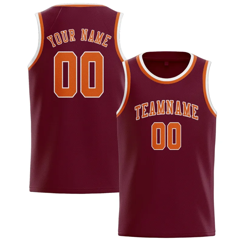 Custom Crimson Red Orange Basketball Jersey made by Tailorly