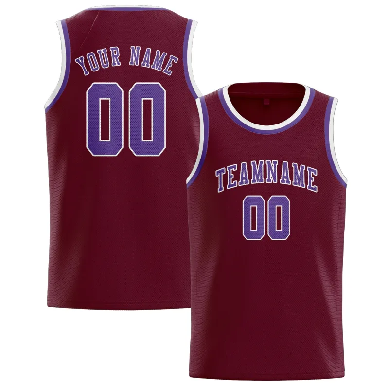 Custom Crimson Red Light Purple Basketball Jersey made by Tailorly