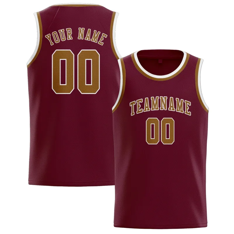 Custom Crimson Red Khaki Basketball Jersey made by Tailorly