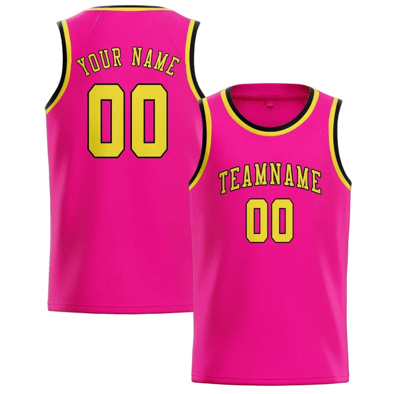 Custom Pink Light Yellow Basketball Jersey made by Tailorly