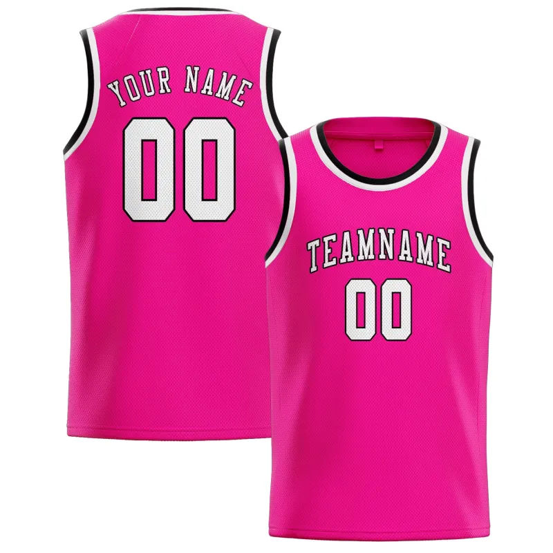 Custom Pink White Basketball Jersey made by Tailorly