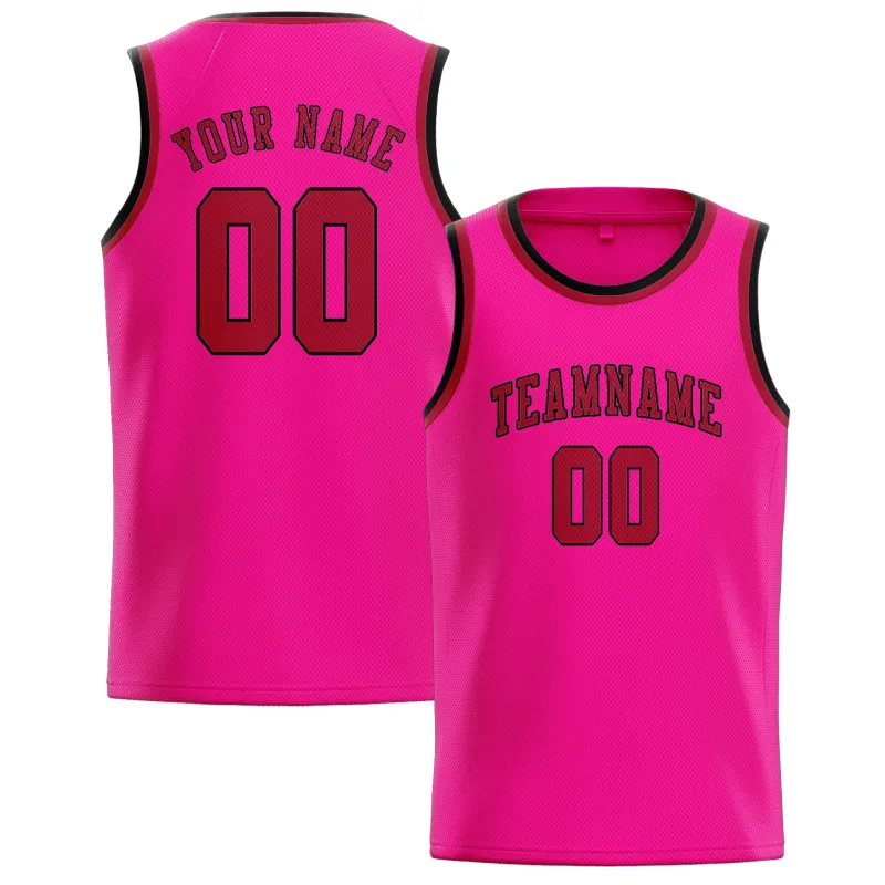 Custom Pink Red Basketball Jersey made by Tailorly