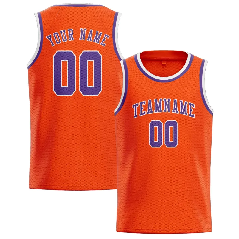 Custom Orange Red Light Purple Basketball Jersey made by Tailorly