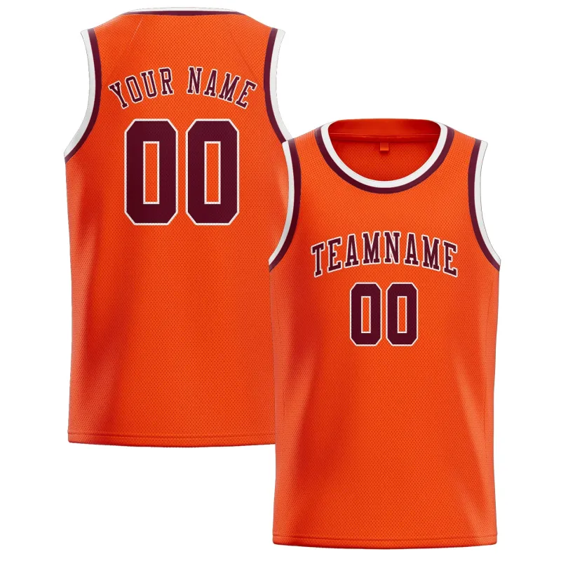 Custom Orange Red Crimson Red Basketball Jersey made by Tailorly