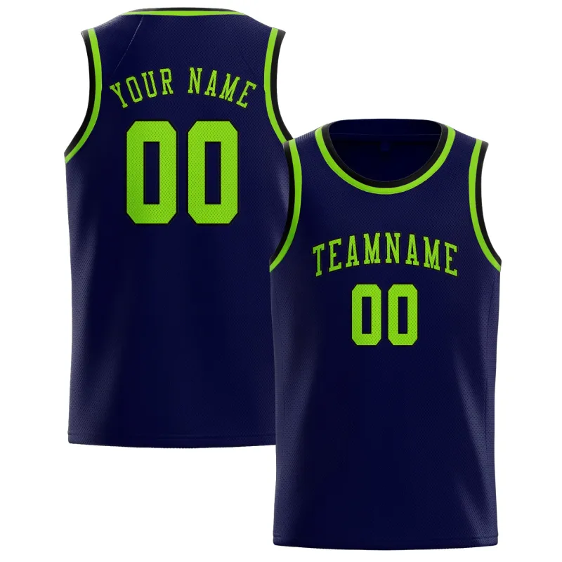 Custom Navy Emerald Green Basketball Jersey made by Tailorly