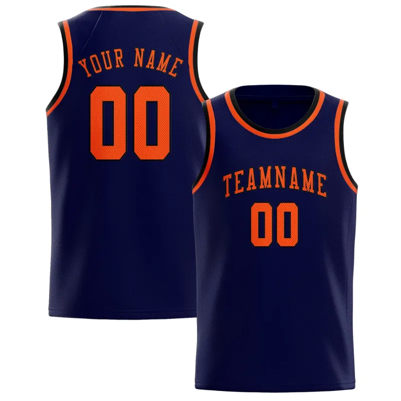Custom Navy Orange Red Basketball Jersey made by Tailorly