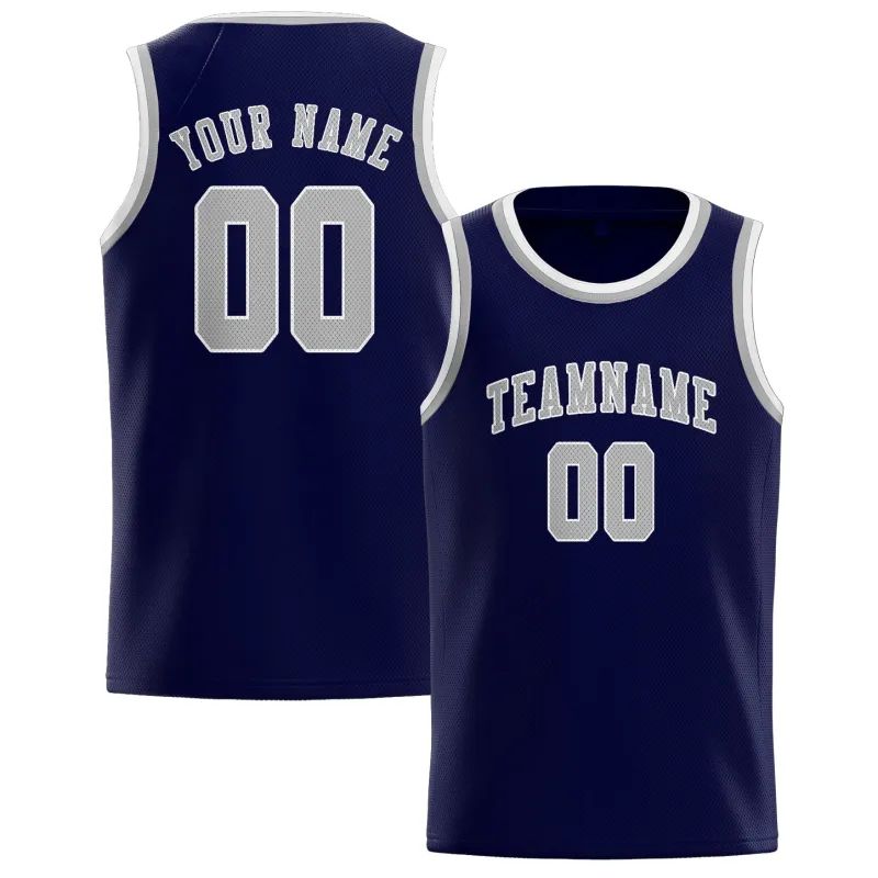 Custom Navy Gray Basketball Jersey made by Tailorly