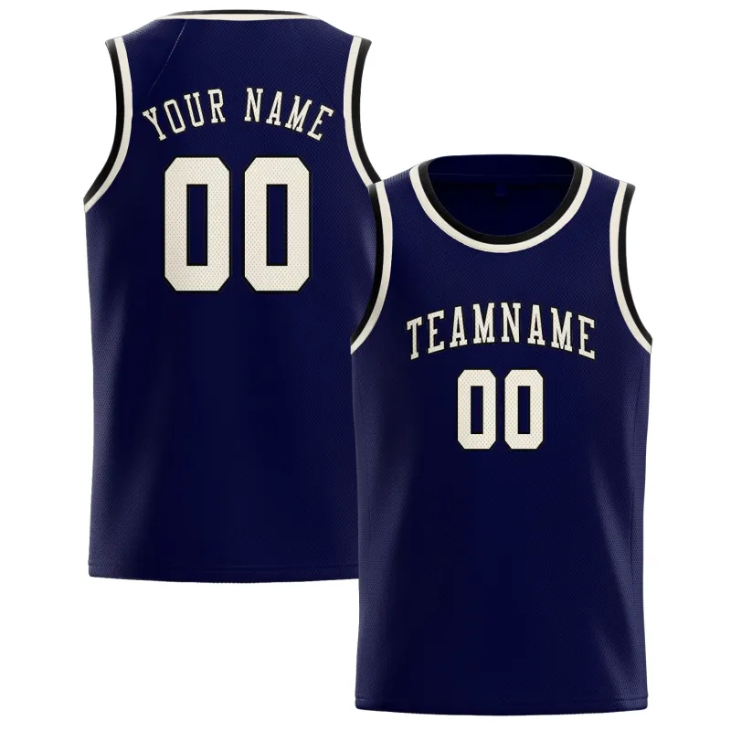 Custom Navy Cream Basketball Jersey made by Tailorly