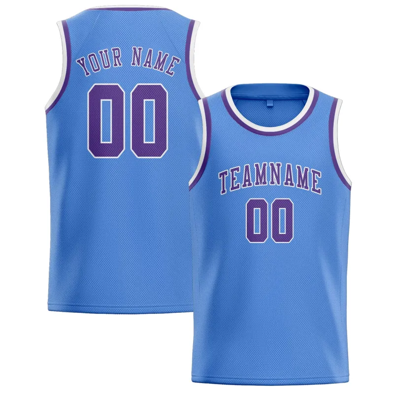 Custom Light Blue Light Purple Basketball Jersey made by Tailorly