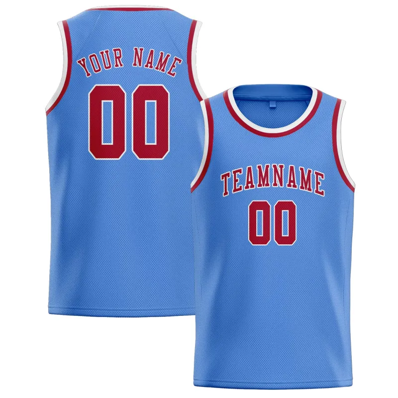 Custom Light Blue Red Basketball Jersey made by Tailorly