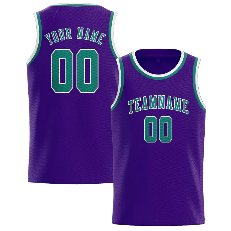 Custom Purple Blue Green Basketball Jersey made by Tailorly