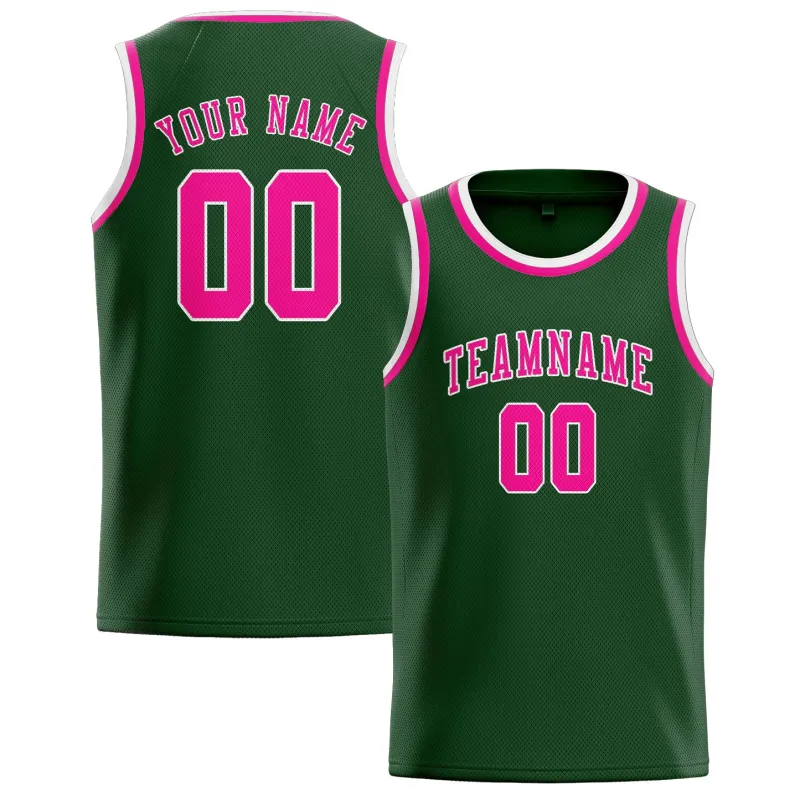 Custom Dark Green Pink Basketball Jersey made by Tailorly