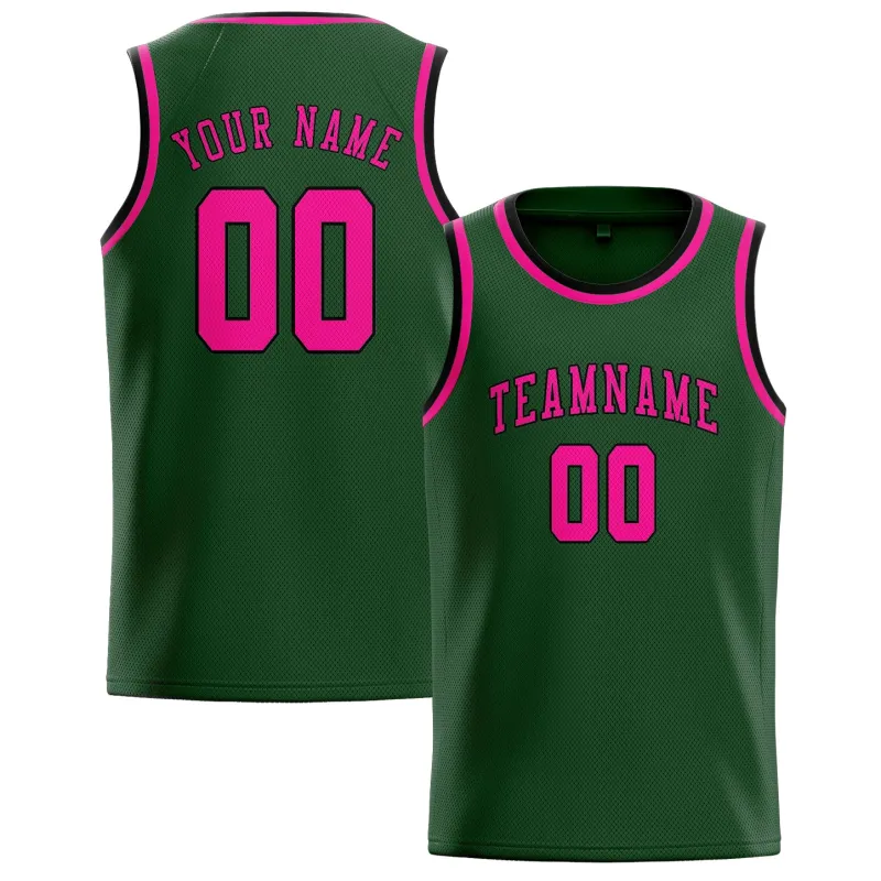 Custom Dark Green Pink Basketball Jersey made by Tailorly