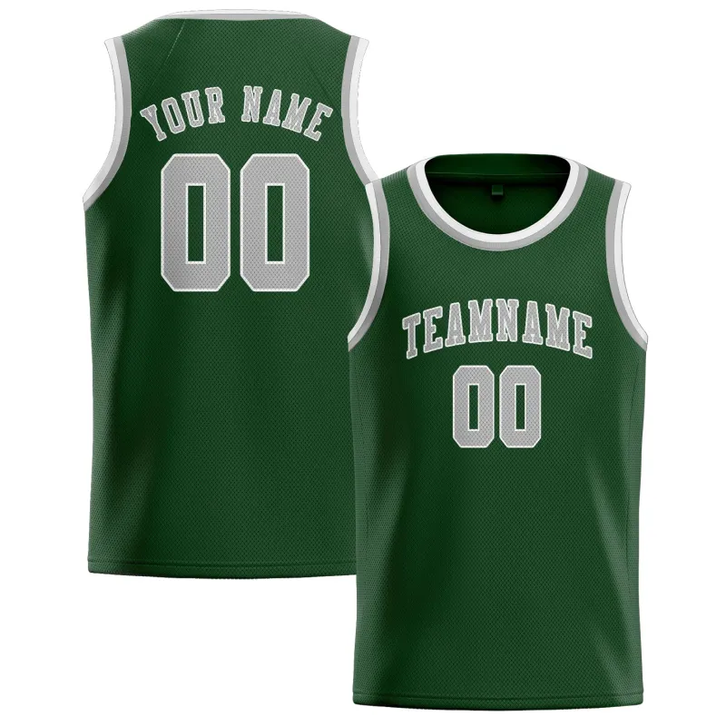 Custom Dark Green Gray Basketball Jersey made by Tailorly
