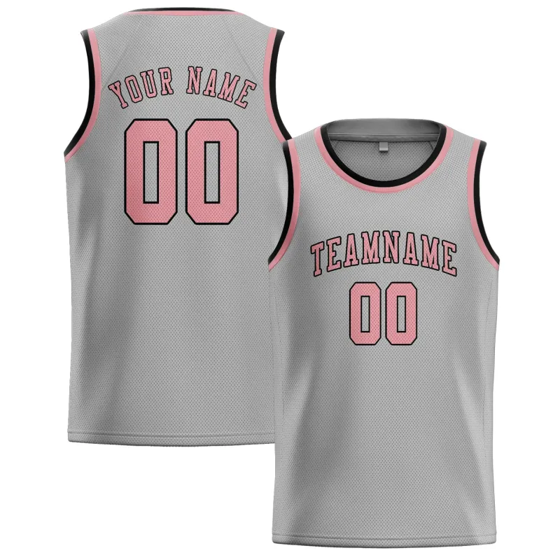 Custom Gray Light Pink Basketball Jersey made by Tailorly