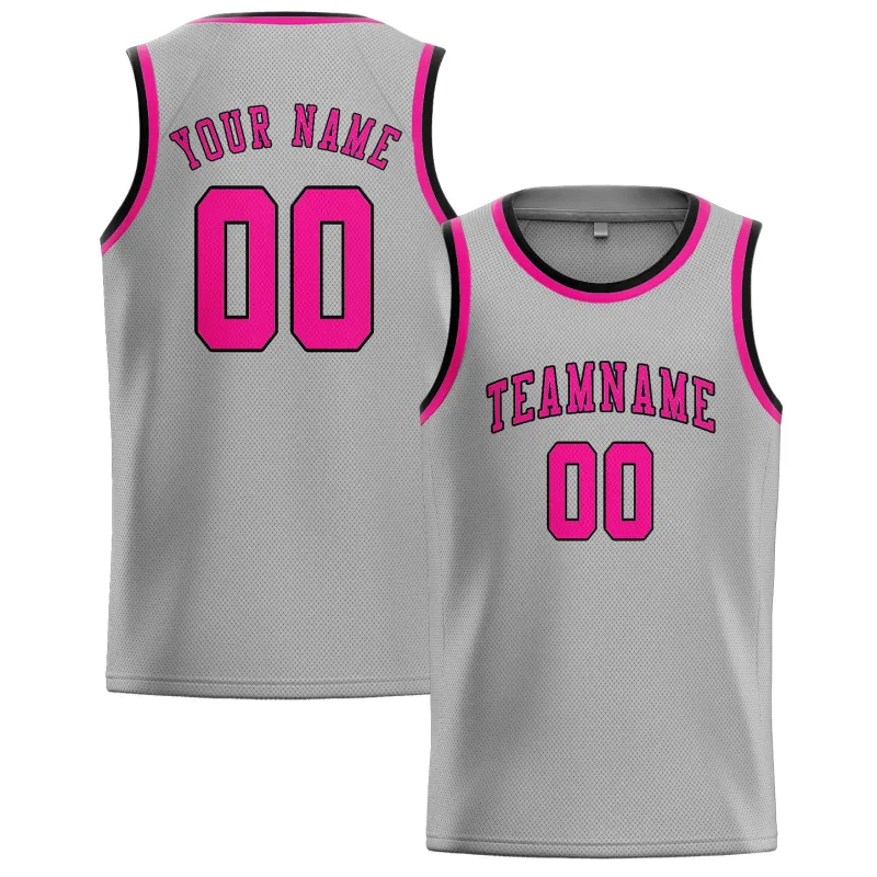 Custom Gray Pink Basketball Jersey made by Tailorly